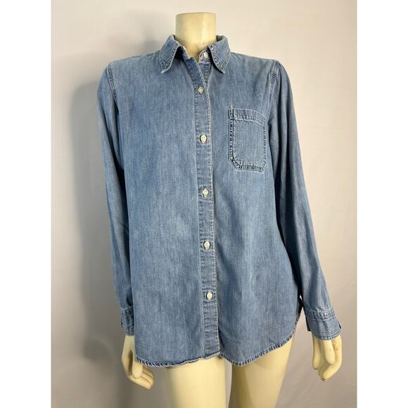 Vintage Y2K Gap Denim button down blue shirt ladies size large - Picture 2 of 13